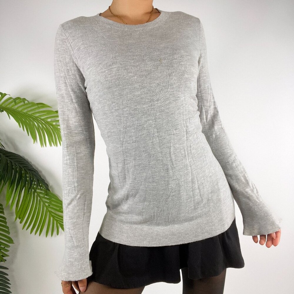 Talbots XS Light Gray Long Sleeve Lambswool Sweater Womens Knit Pullover